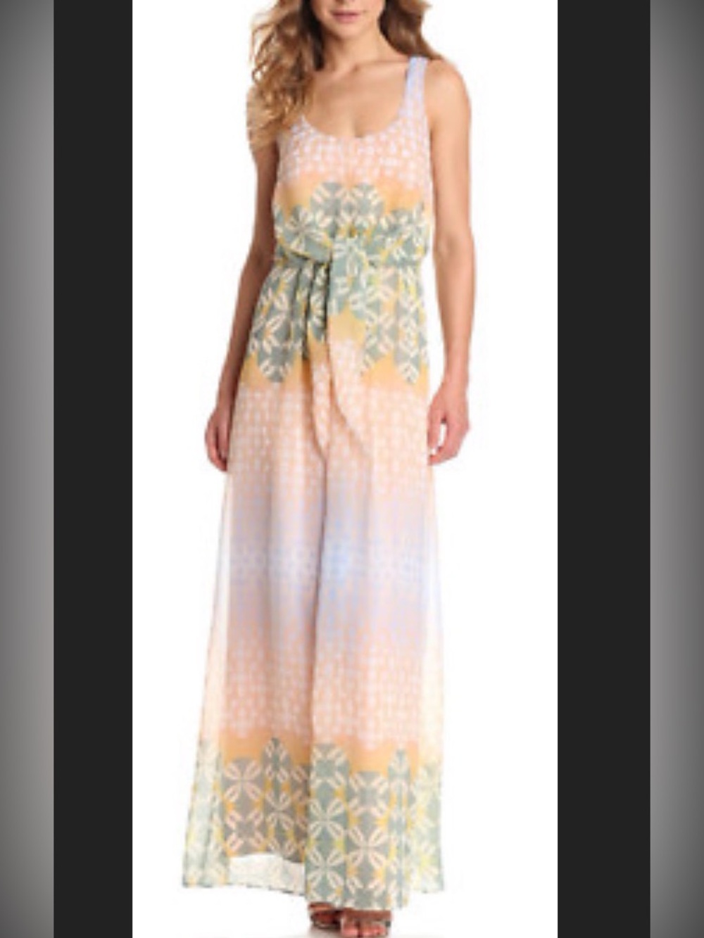 Beautiful tie-front multicolor maxi dress
